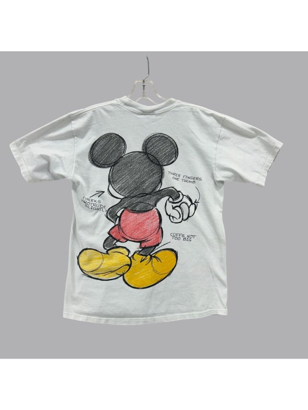 Vintage Disney Mickey Mouse Sketch T Shirt USA Made Double Sided Graphic 90s M - Picture 2 of 9